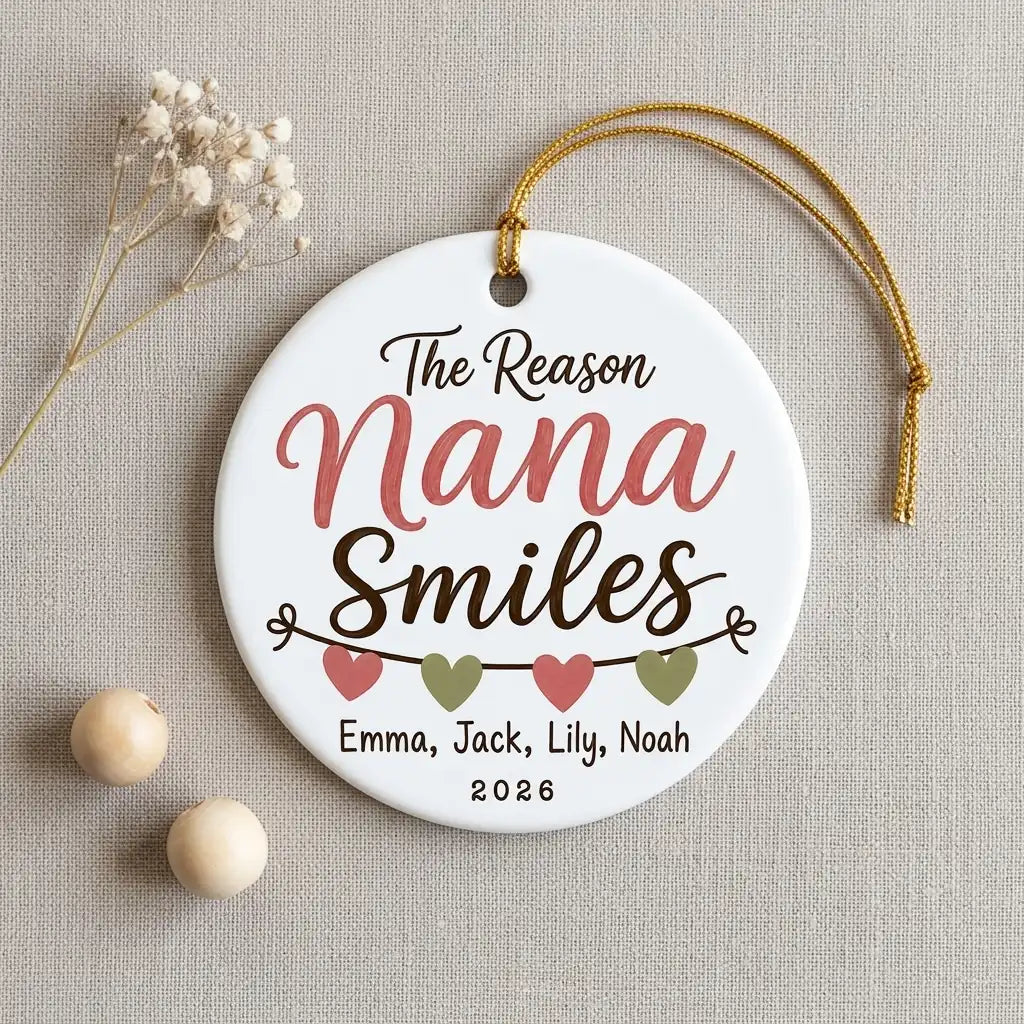 The Reason Nana Smiles Personalized Nana Christmas Ornament 2026 detail 2