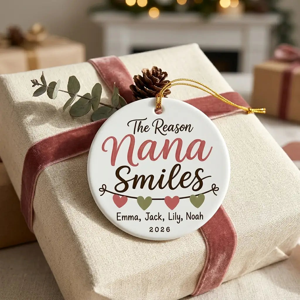 The Reason Nana Smiles Personalized Nana Christmas Ornament 2026 gift