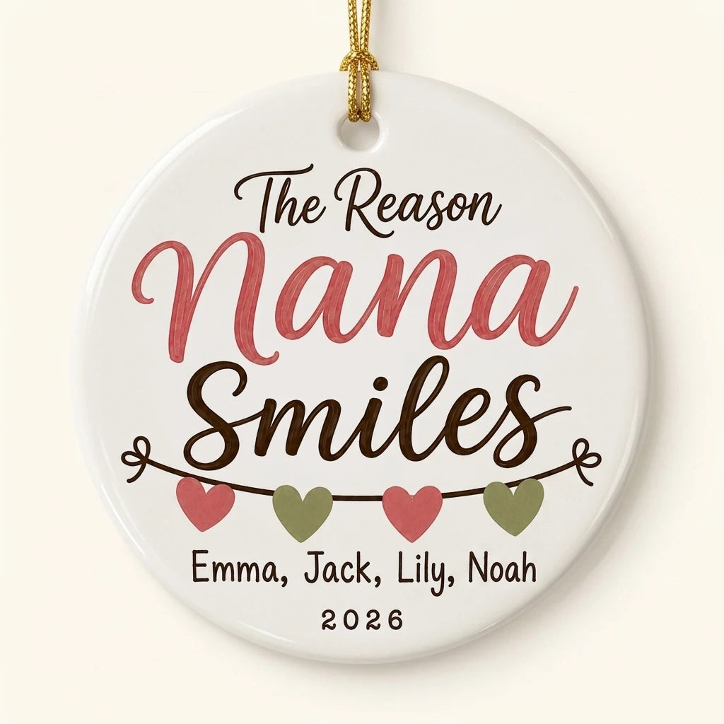 The Reason Nana Smiles Personalized Nana Christmas Ornament 2026 hero