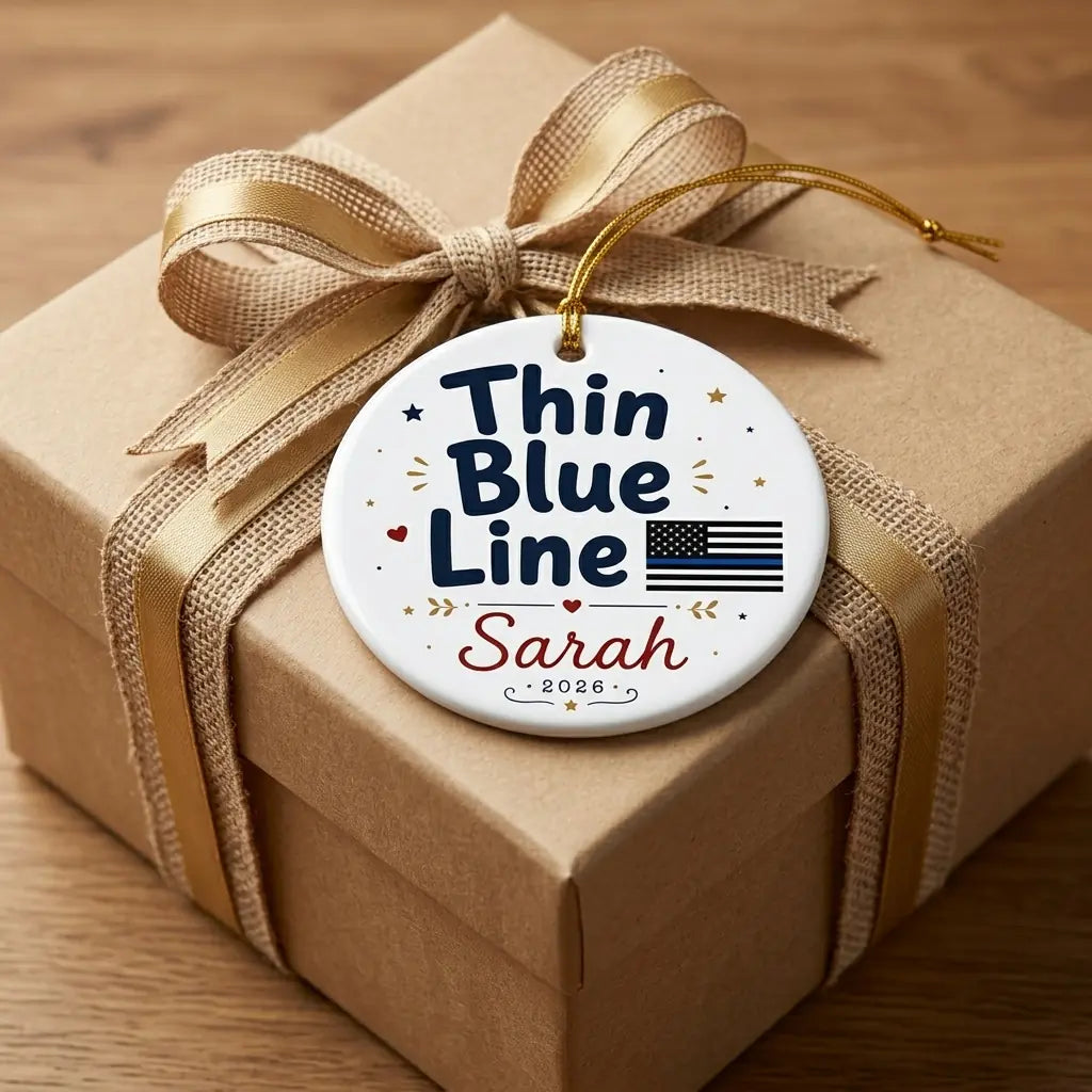 Thin Blue Line Personalized Military Christmas Ornament 2026 gift
