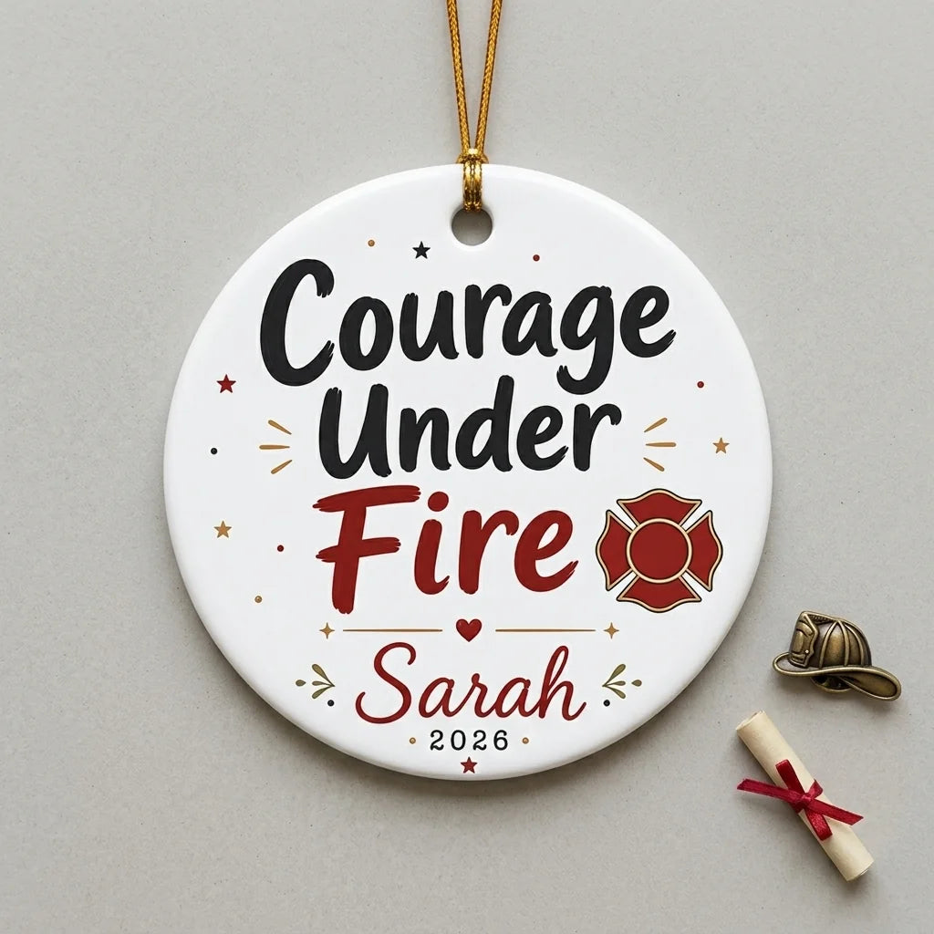 Thin Red Line Personalized Military Christmas Ornament 2026 detail 2