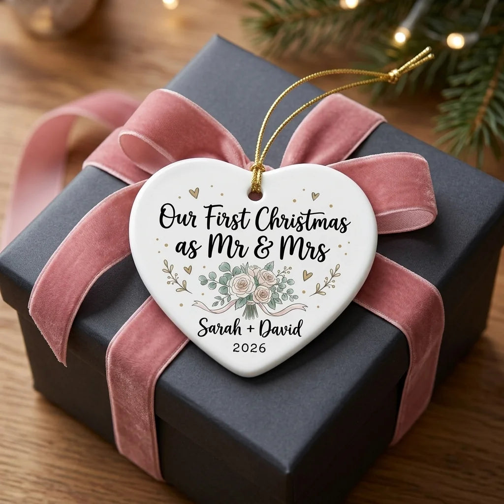 Wedding Bouquet Personalized First Married Christmas Ornament 2026 gift