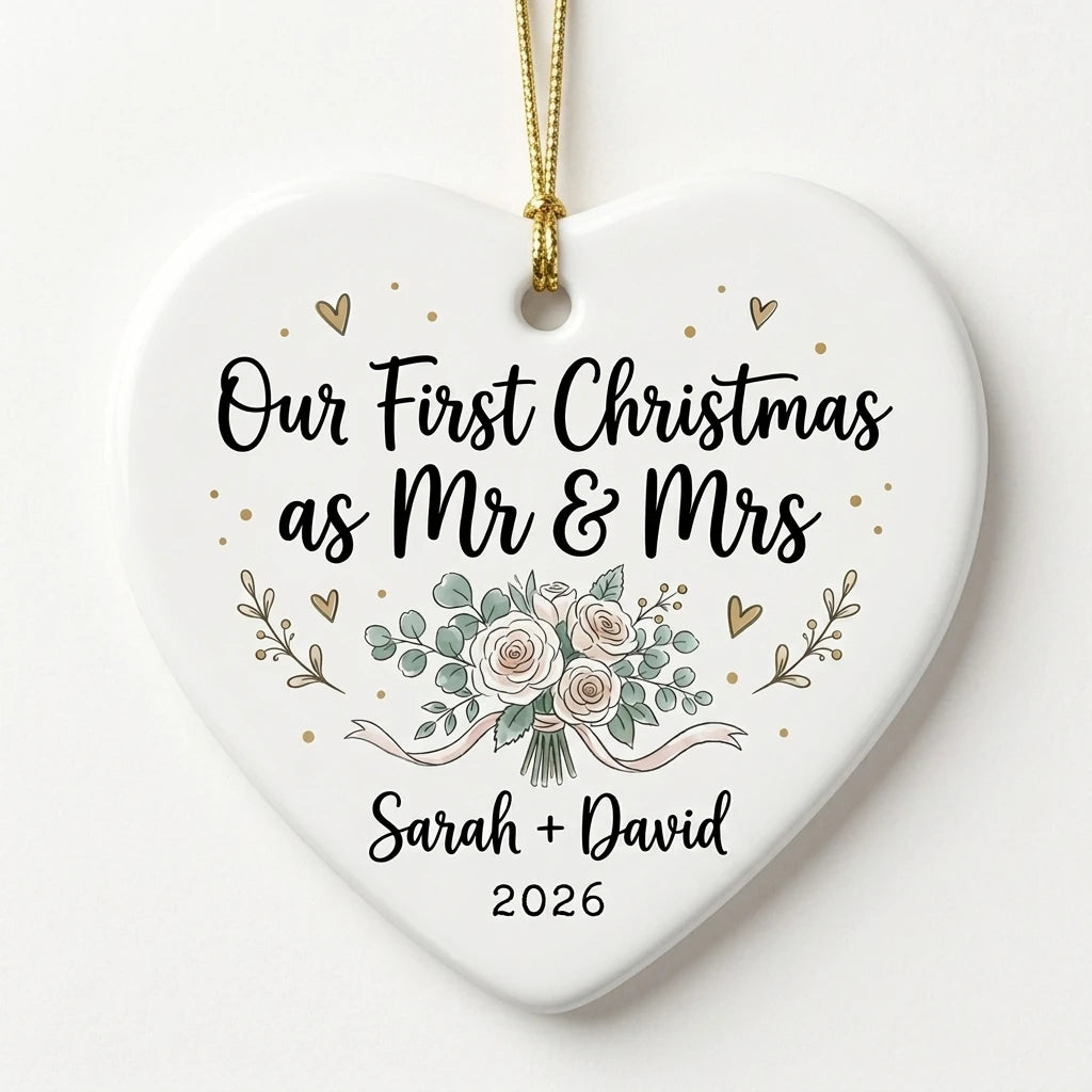 Wedding Bouquet Personalized First Married Christmas Ornament 2026 hero