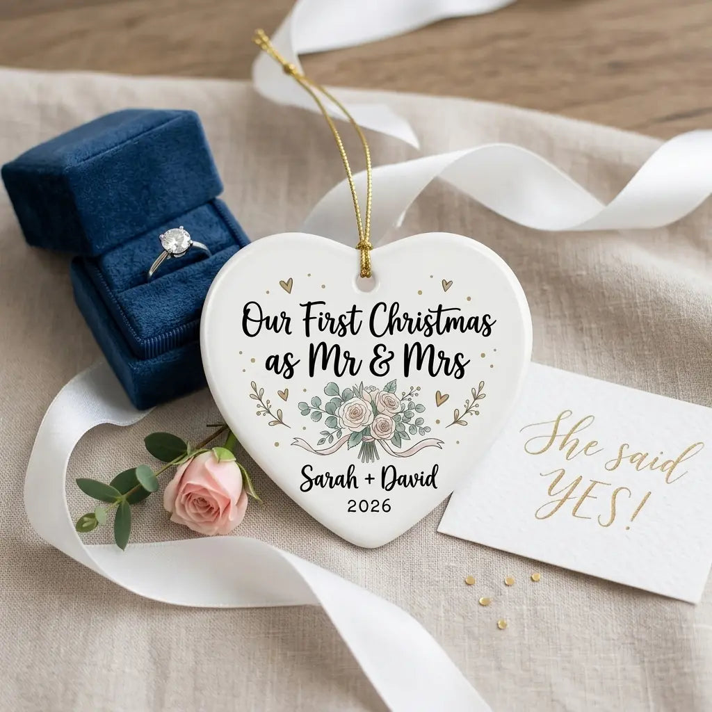 Wedding Bouquet Personalized First Married Christmas Ornament 2026 lifestyle
