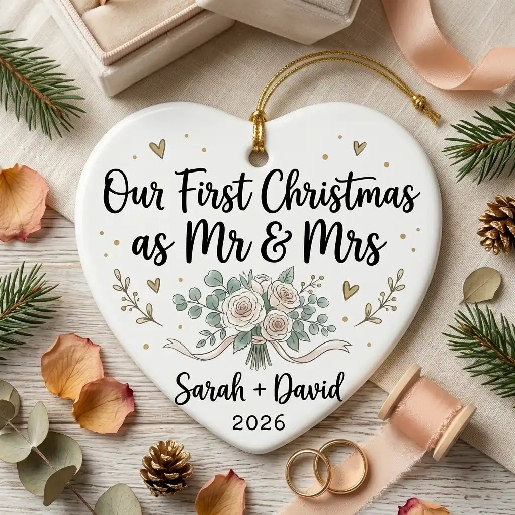 Wedding Bouquet Personalized First Married Christmas Ornament 2026 lifestyle 2