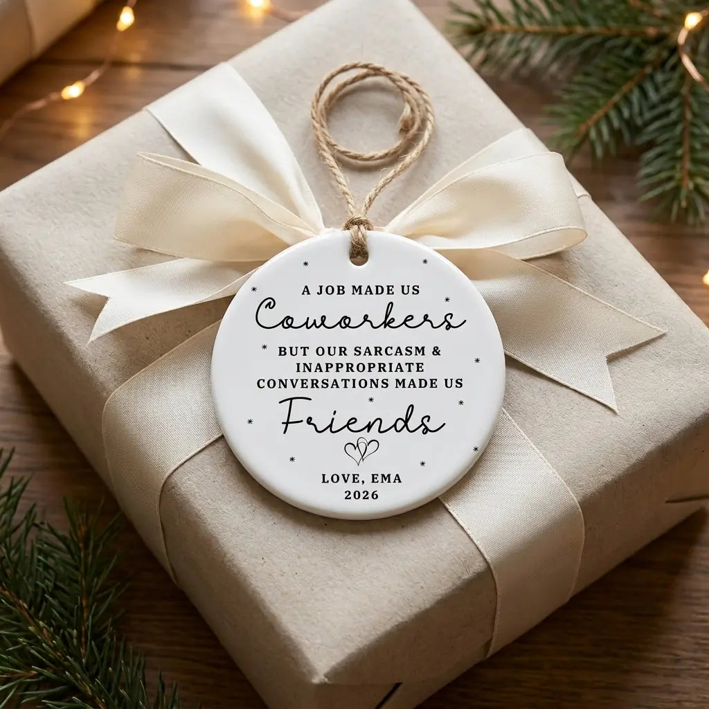 a job made us coworkers work bestie personalized ornament gift