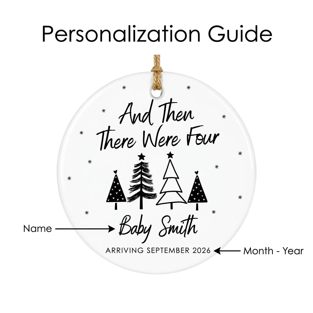 and then there were four baby announcement personalized ornament guide