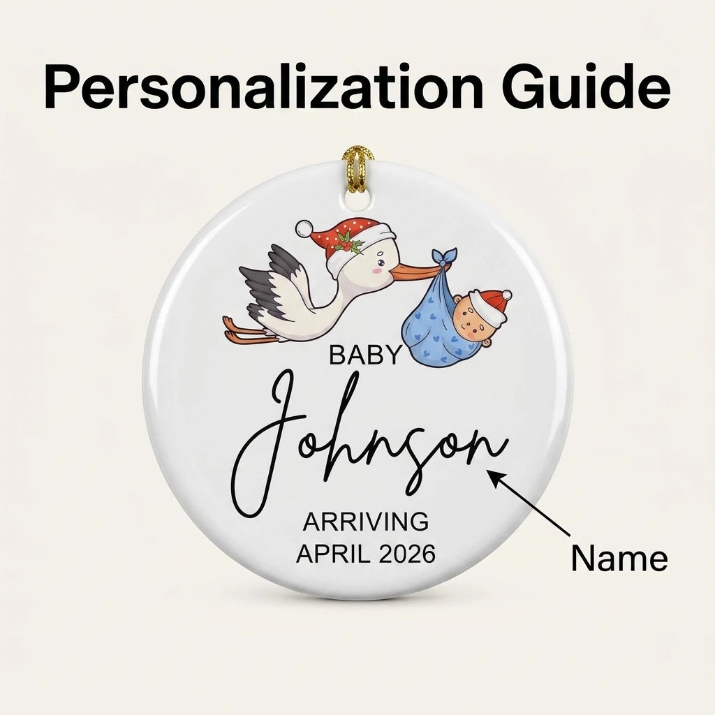 baby arriving baby annoucement personalized ornament guide