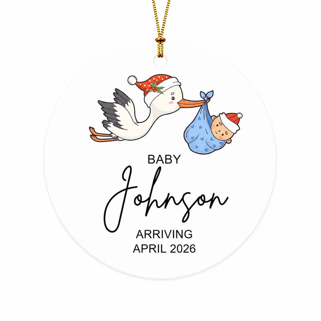 baby arriving baby annoucement personalized ornament lifestyle