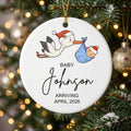 baby arriving baby annoucement personalized ornament tree