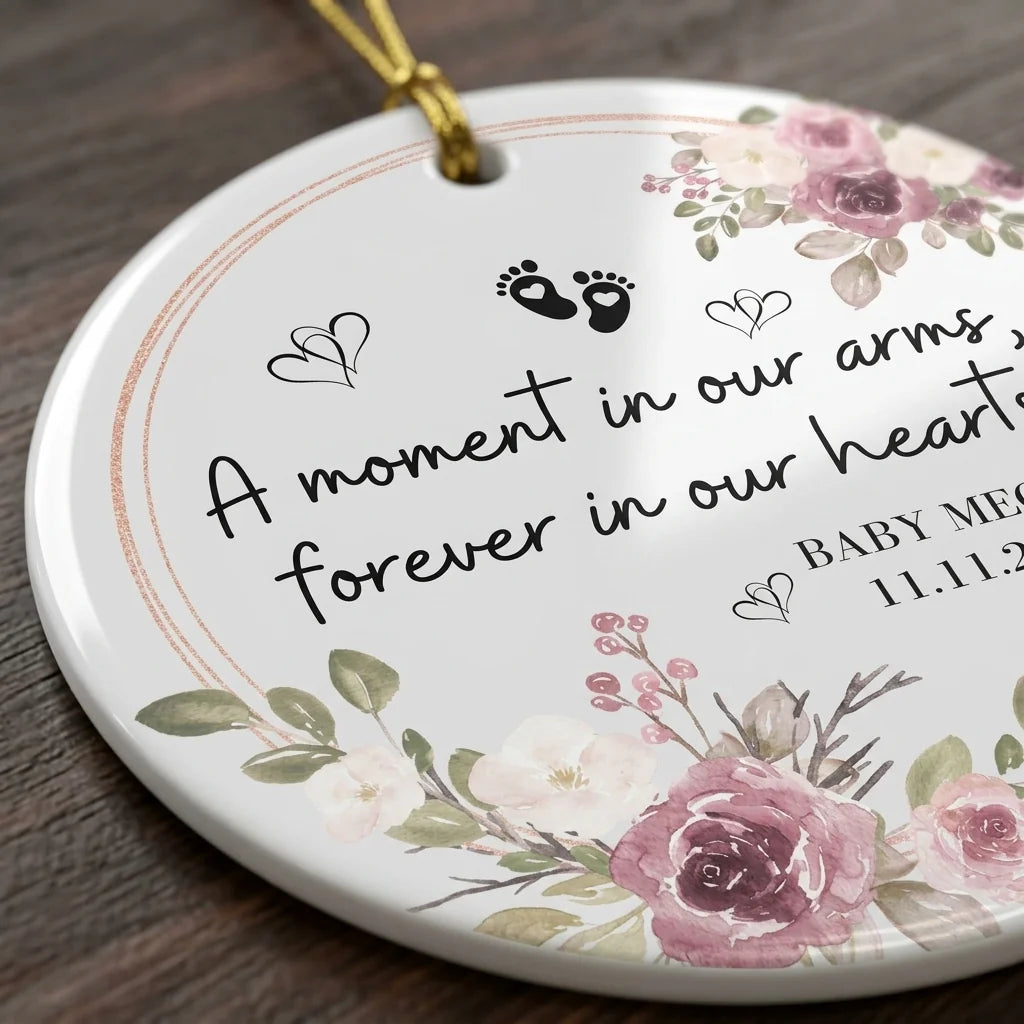 baby memorial hearts personalized ornament detail