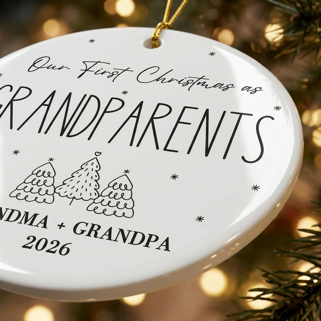 baby s first christmas new grandparents personalized ornament detail