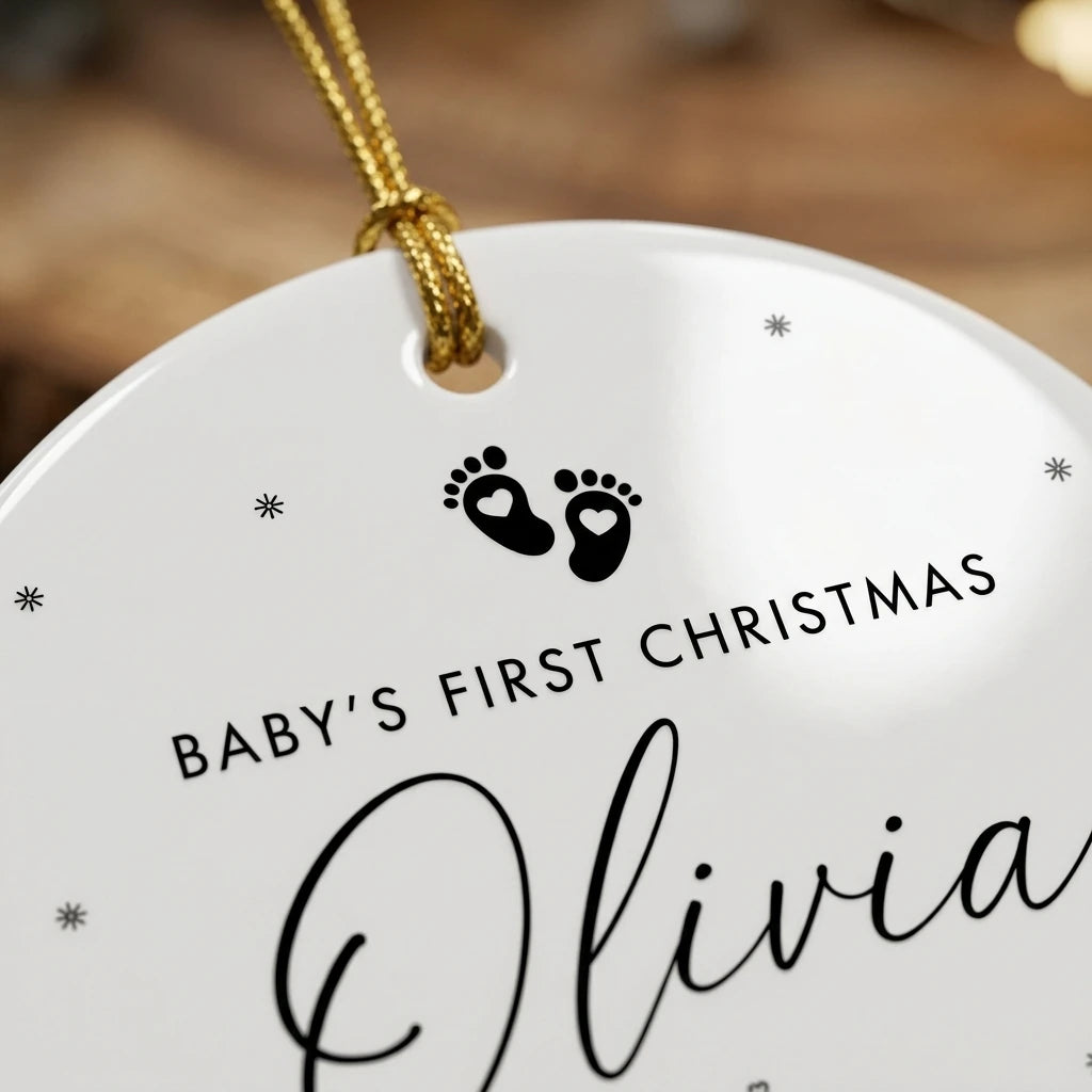 baby s first christmas personalized ornament detail