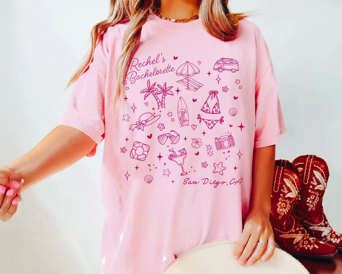 bachelorette social club custom name location bachelorette party comfort colors t shirt mockup 06