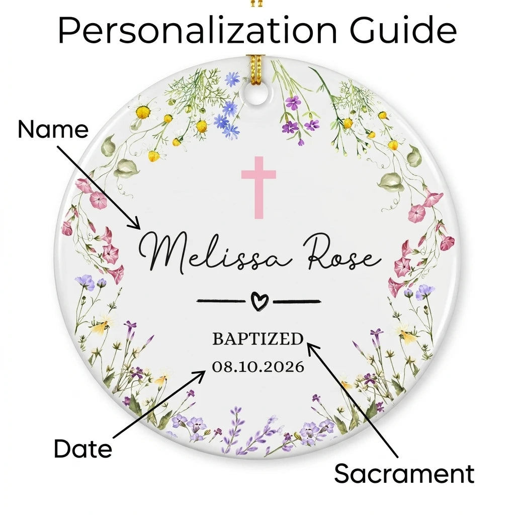 baptism floral baptism christening keepsake personalized ornament guide