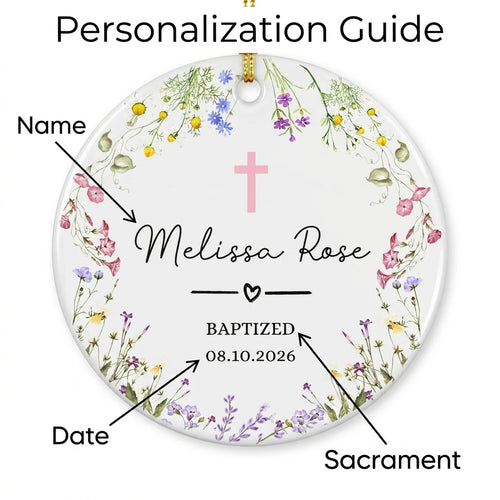 baptism floral baptism christening keepsake personalized ornament guide
