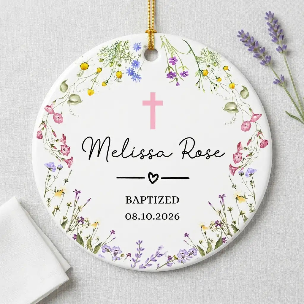 baptism floral baptism christening keepsake personalized ornament lifestyle 2