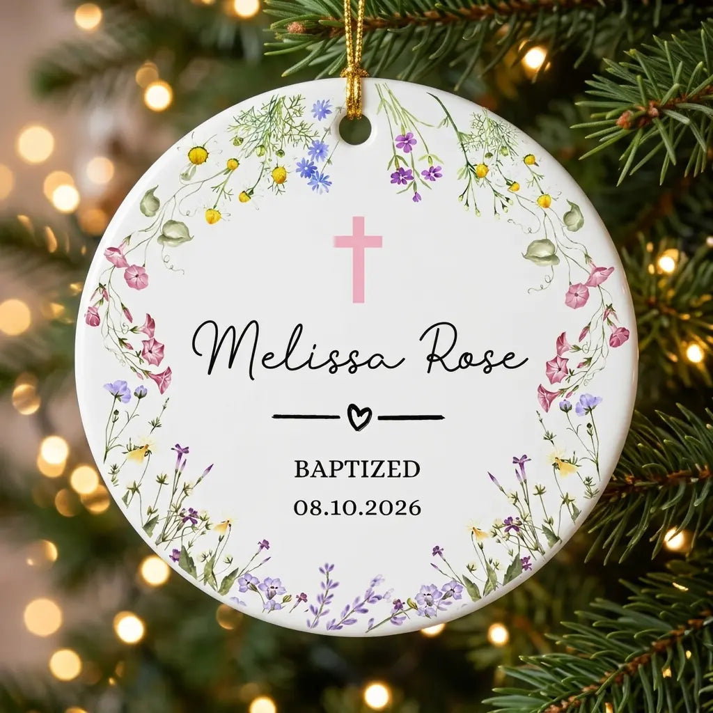 baptism floral baptism christening keepsake personalized ornament tree