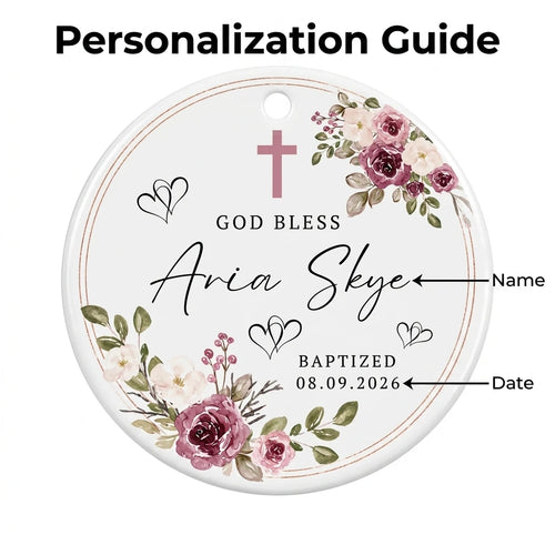 baptism floral personalized ornament guide