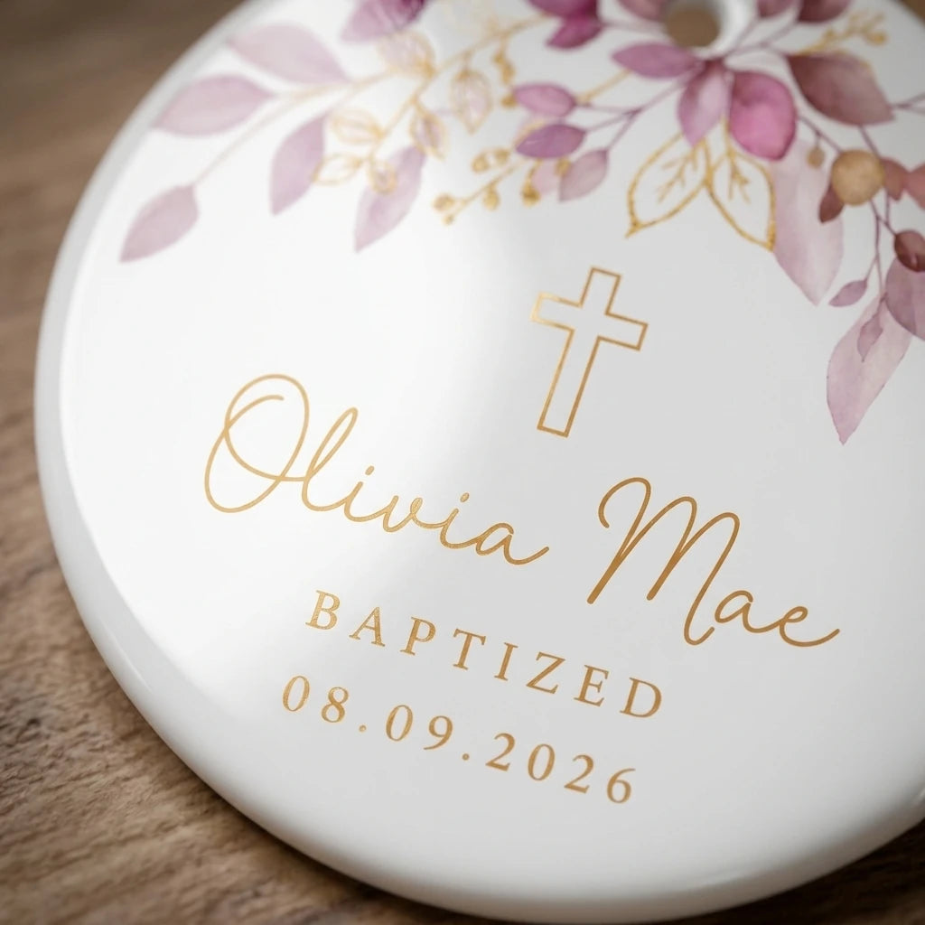 baptism girl personalized ornament detail