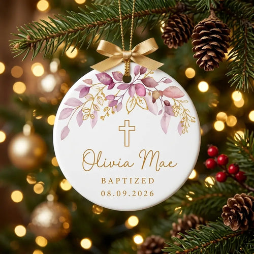 baptism girl personalized ornament tree