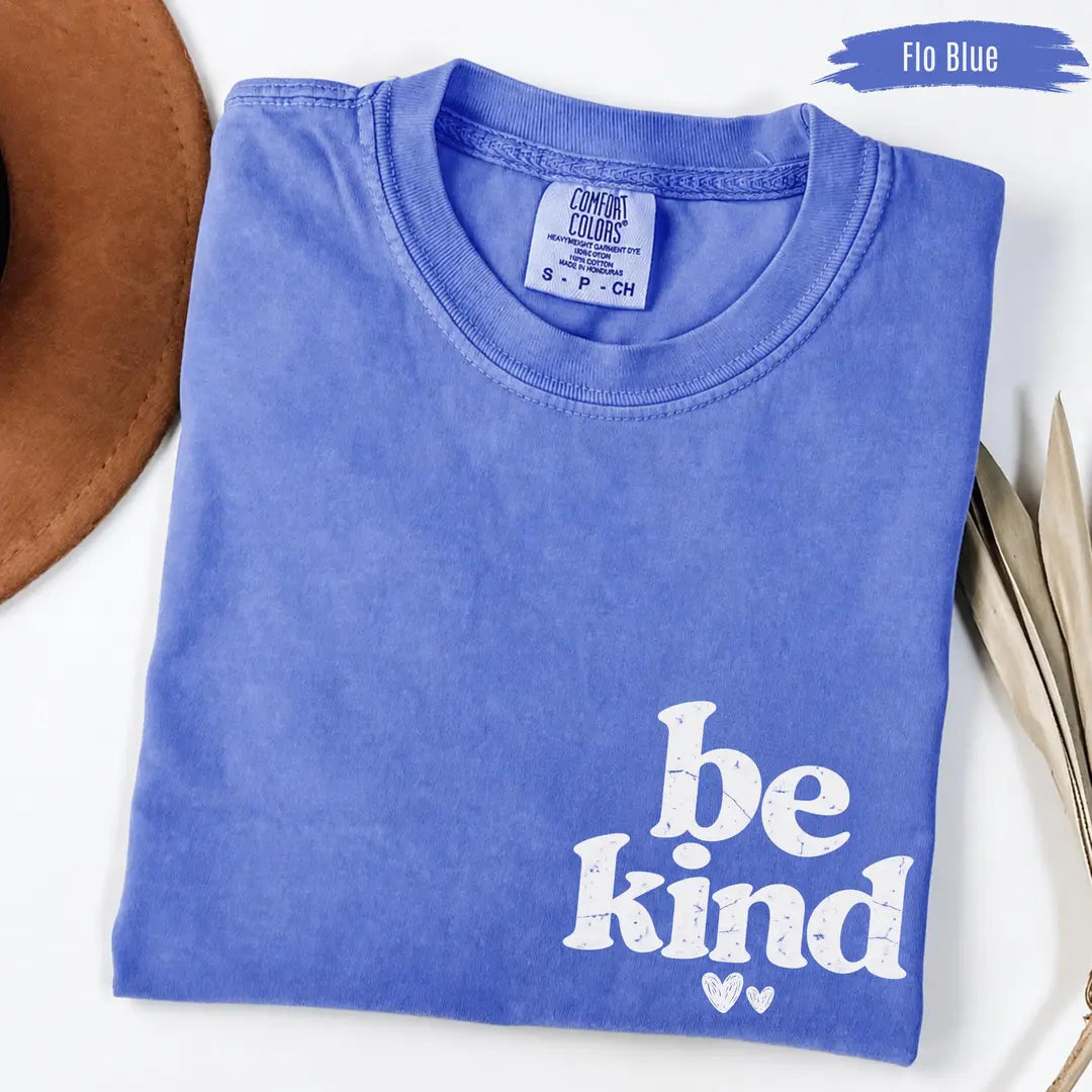 Be Kind graphic Comfort Colors T-shirt in White, additional product photograph.