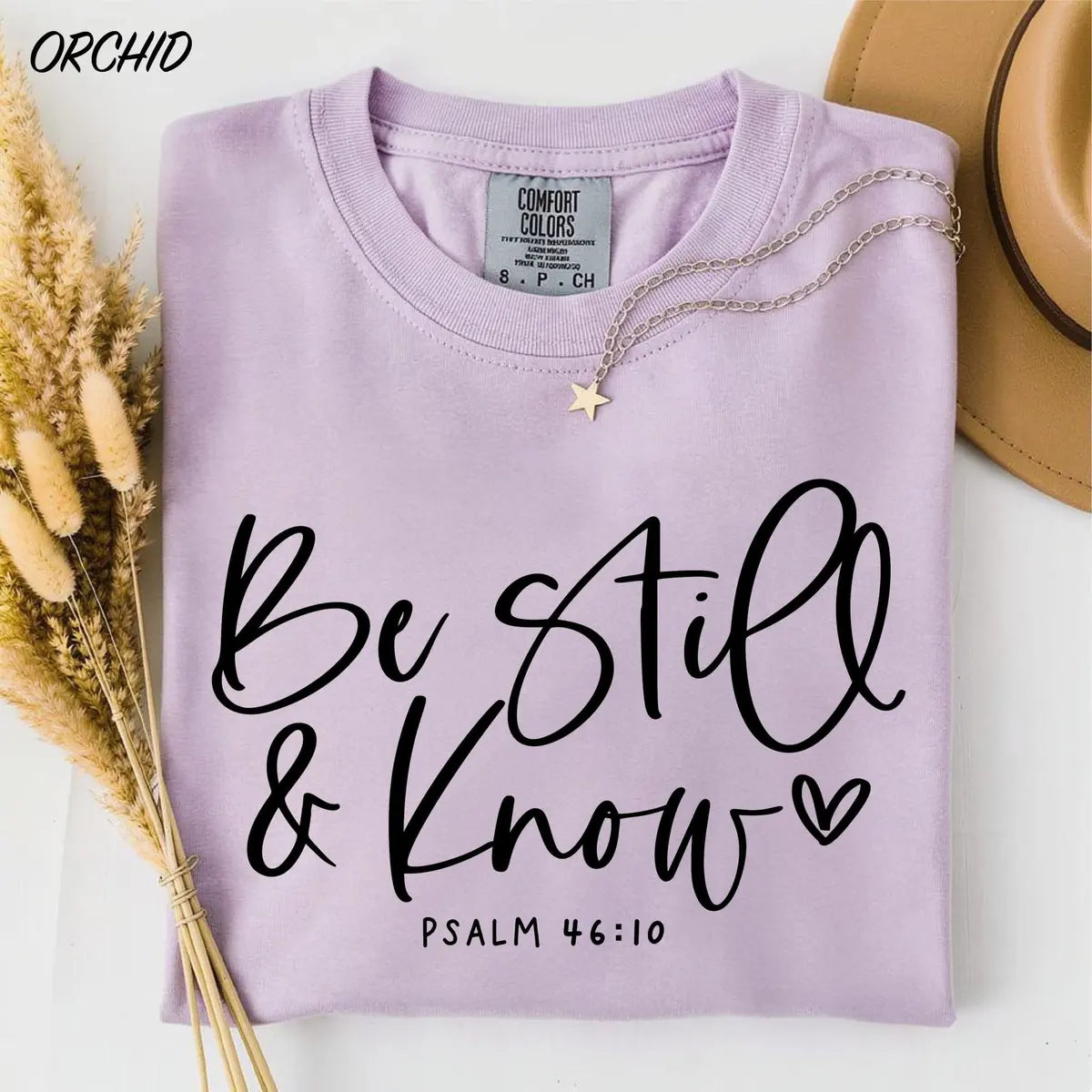 Be Still And Know graphic Comfort Colors T-shirt, additional product photograph.