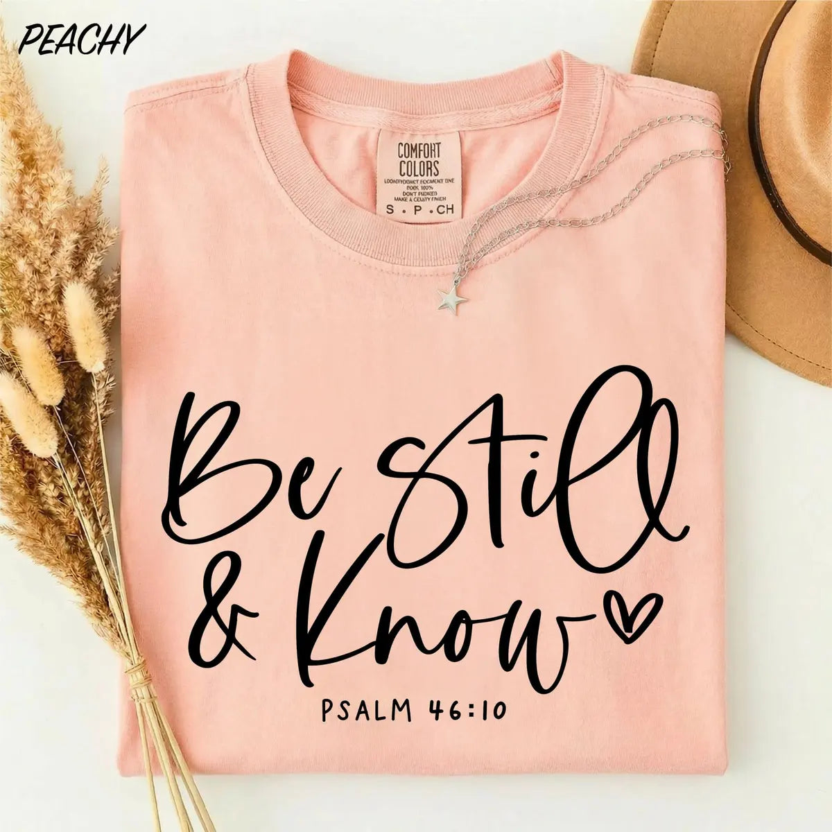 Be Still And Know graphic Comfort Colors T-shirt, additional product photograph.