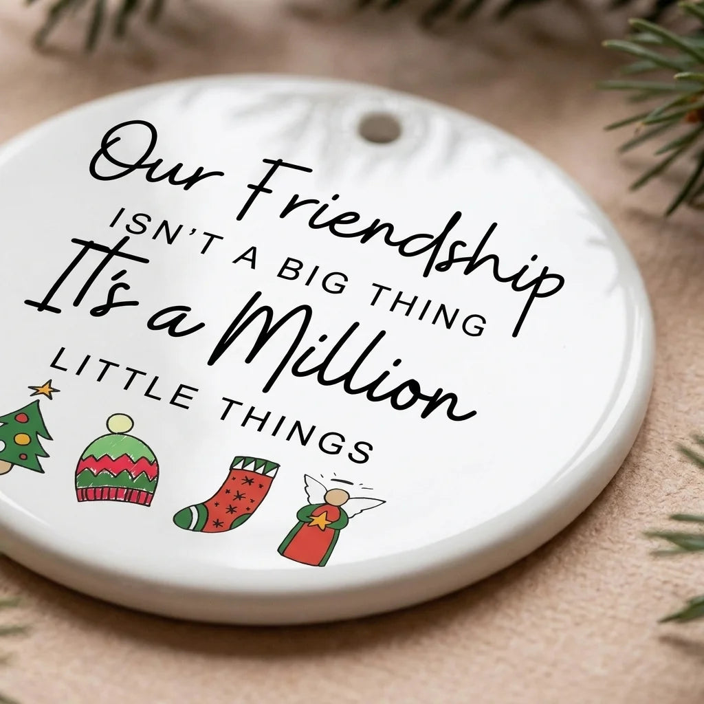best friend christmas symbols personalized ornament detail