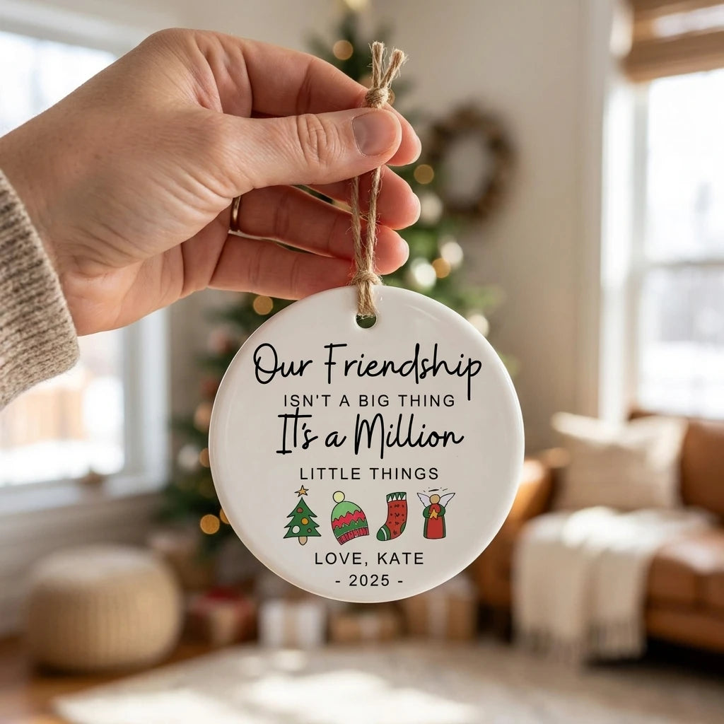 best friend christmas symbols personalized ornament hand