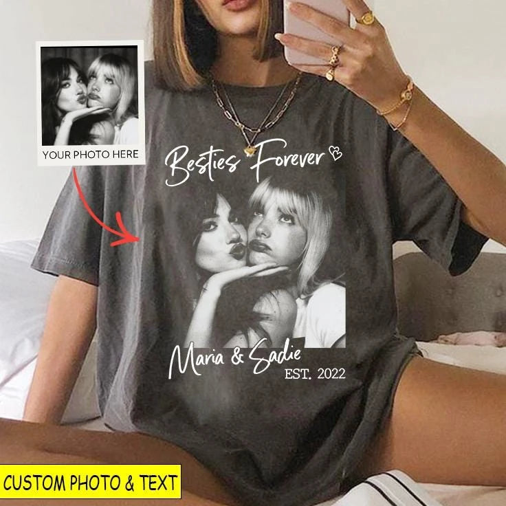 besties-forever-custom-photo-names-year-best-friend-birthday-comfort-colors-t-shirt custom photo Comfort Colors T-Shirt model mockup preview 04