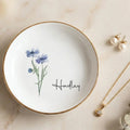 Birth flower ring dish for mom with custom name
