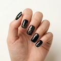black gold hand painted square short press on nails gold leaf vine flat lay 03
