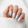 blue hand painted almond press on nails white botanical flower mockup 01