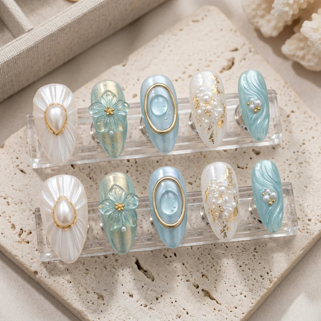 blue pearl 3d almond medium press on nails ocean mockup 01