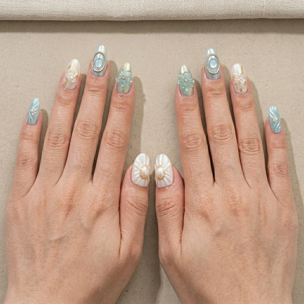 blue pearl 3d almond medium press on nails ocean mockup 02
