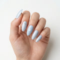 blue pearl almond press on nails white heart silver stripe detail 01