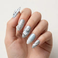 blue silver 3d ombre almond press on nails polar bear snowflake glitter mockup 02