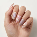 blush lilac white 3d cat eye almond press on nails rose floral ribbon bow detail 01