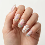 blush nude 3d hand painted oval press on nails rose lavender flower butterfly mockup 01