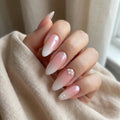 blush pink ombre chrome almond medium press on nails pearl mockup 01