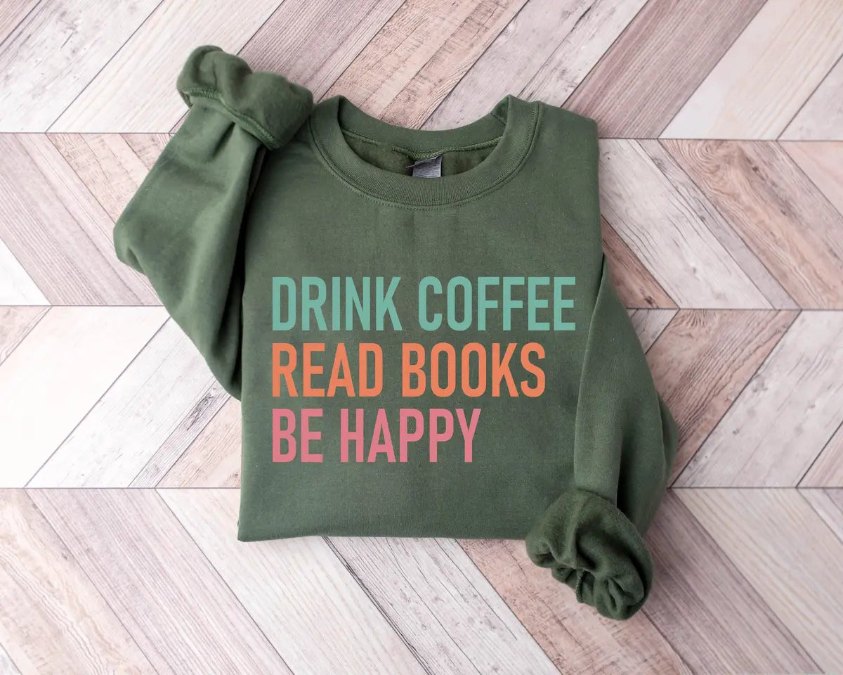 Book And Coffee Lover Teacher Crewneck Sweatshirt alternate product view.