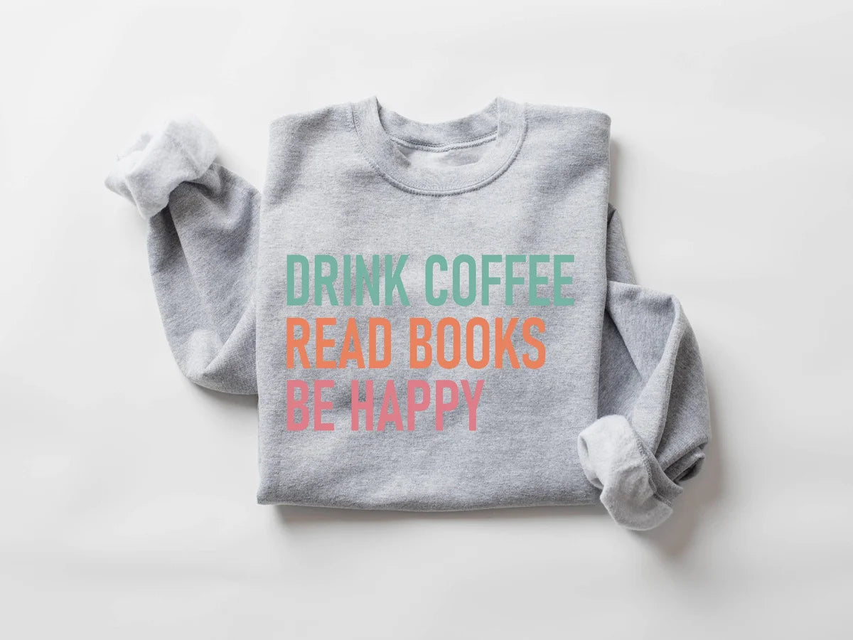 Book And Coffee Lover Teacher Crewneck Sweatshirt alternate product view.