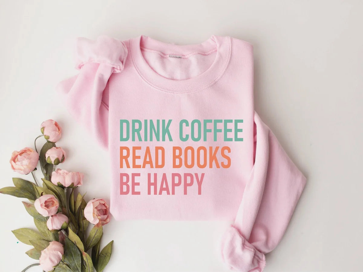 Book And Coffee Lover Teacher Crewneck Sweatshirt alternate product view.