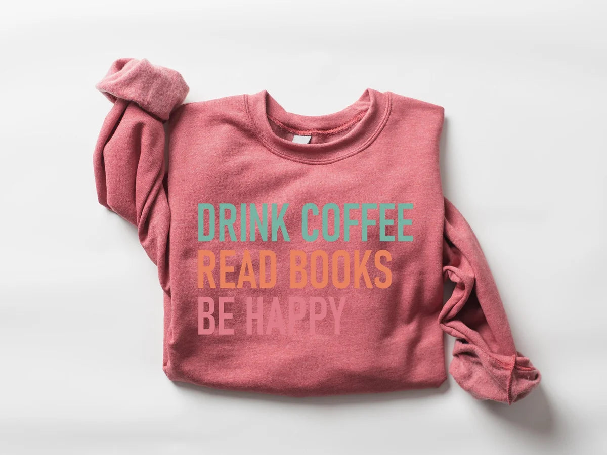 Book And Coffee Lover Teacher Crewneck Sweatshirt alternate product view.