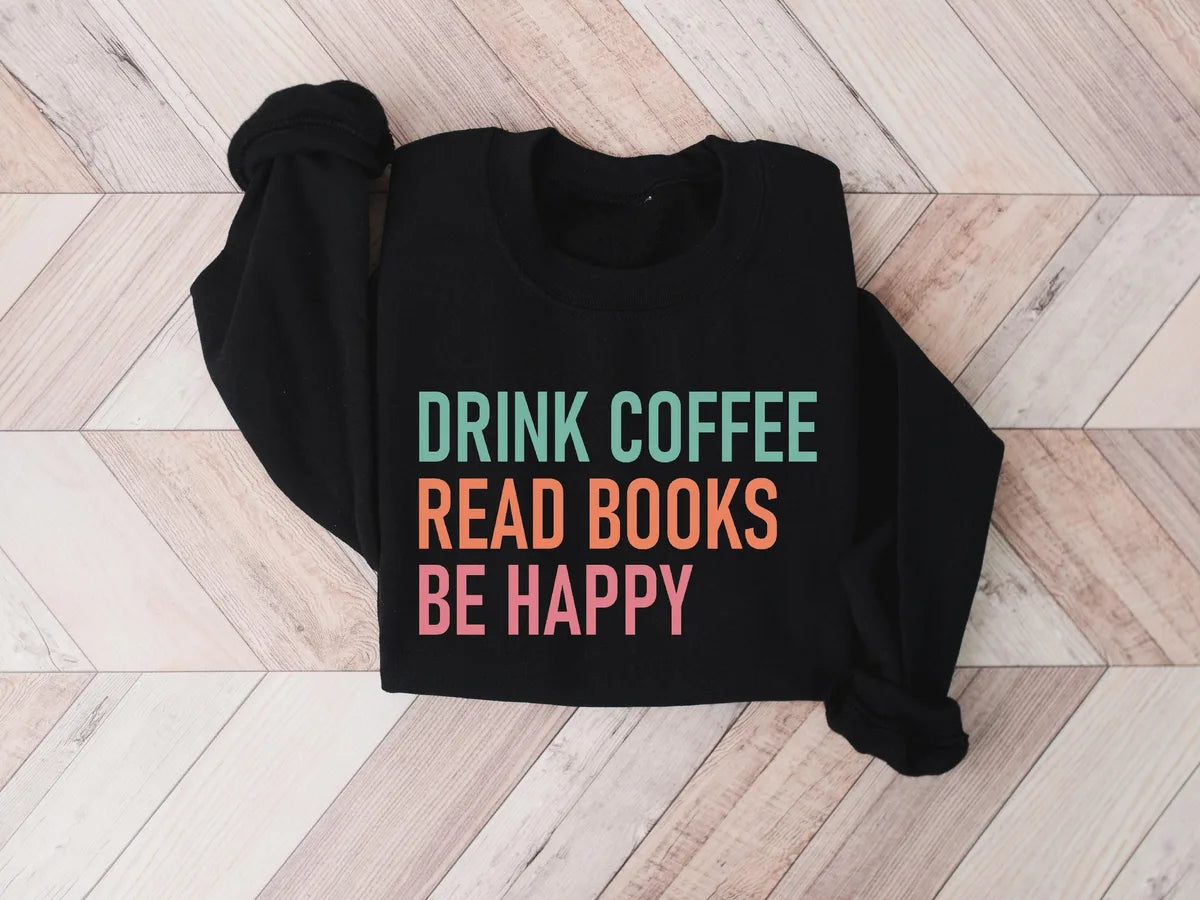 Book And Coffee Lover Teacher Crewneck Sweatshirt alternate product view.