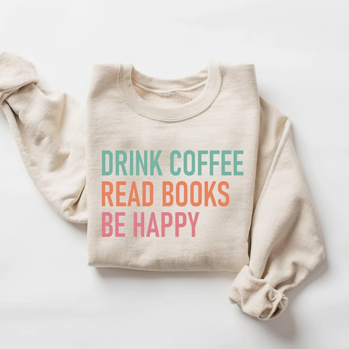 Book And Coffee Lover Teacher Crewneck Sweatshirt hero view.