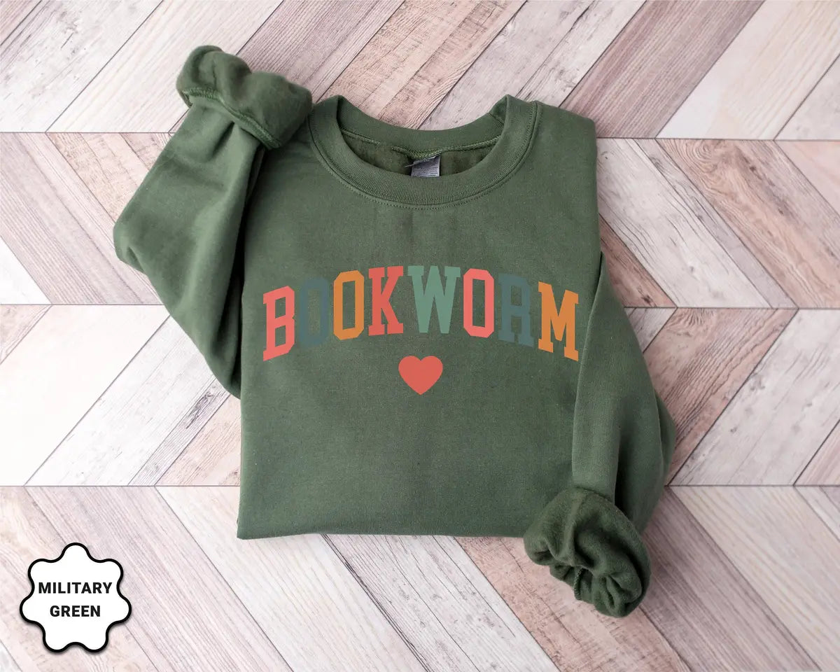 Bookworm Crewneck Sweatshirt alternate product view.