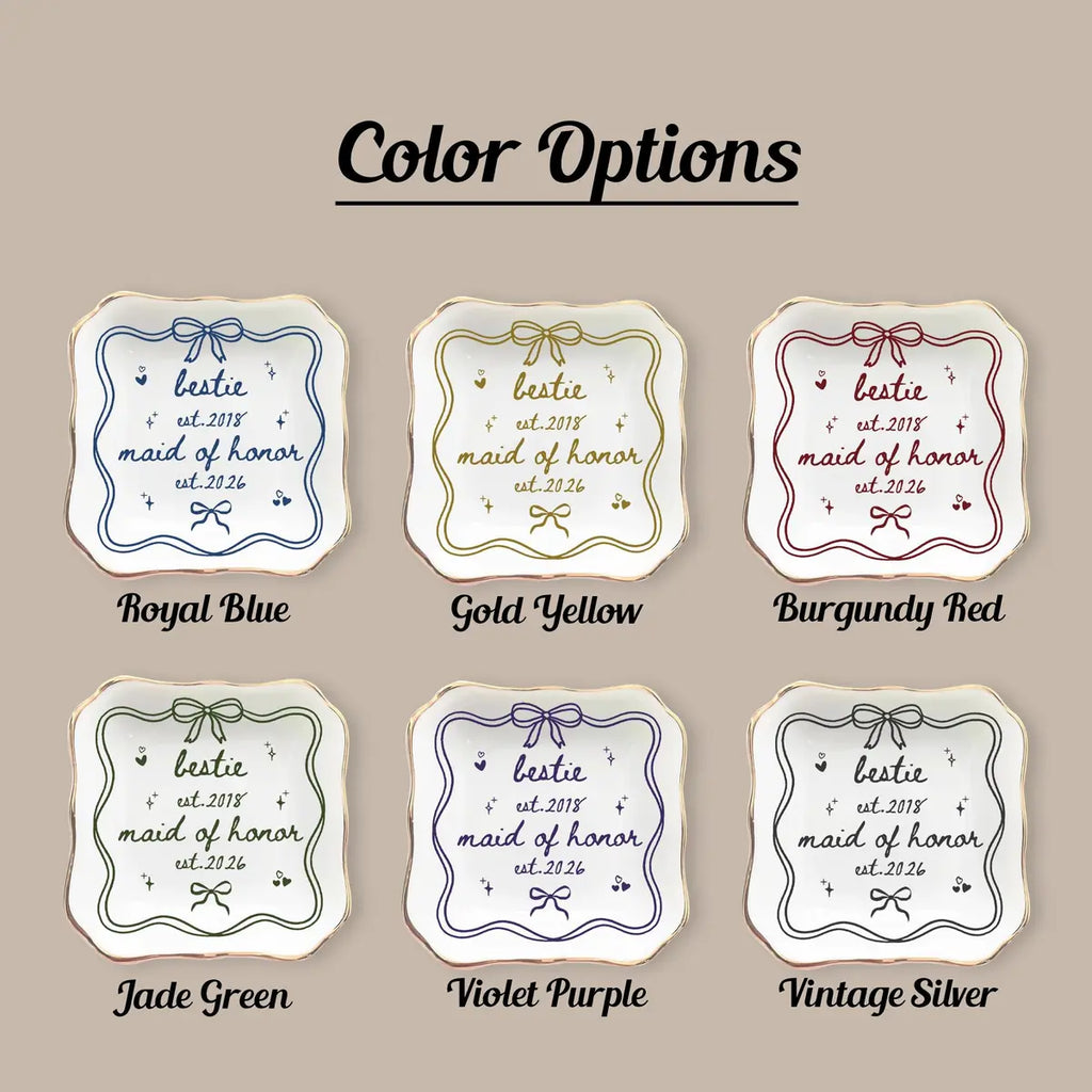 Bow Line Art Custom Time Bridesmaid Ring Dish variant