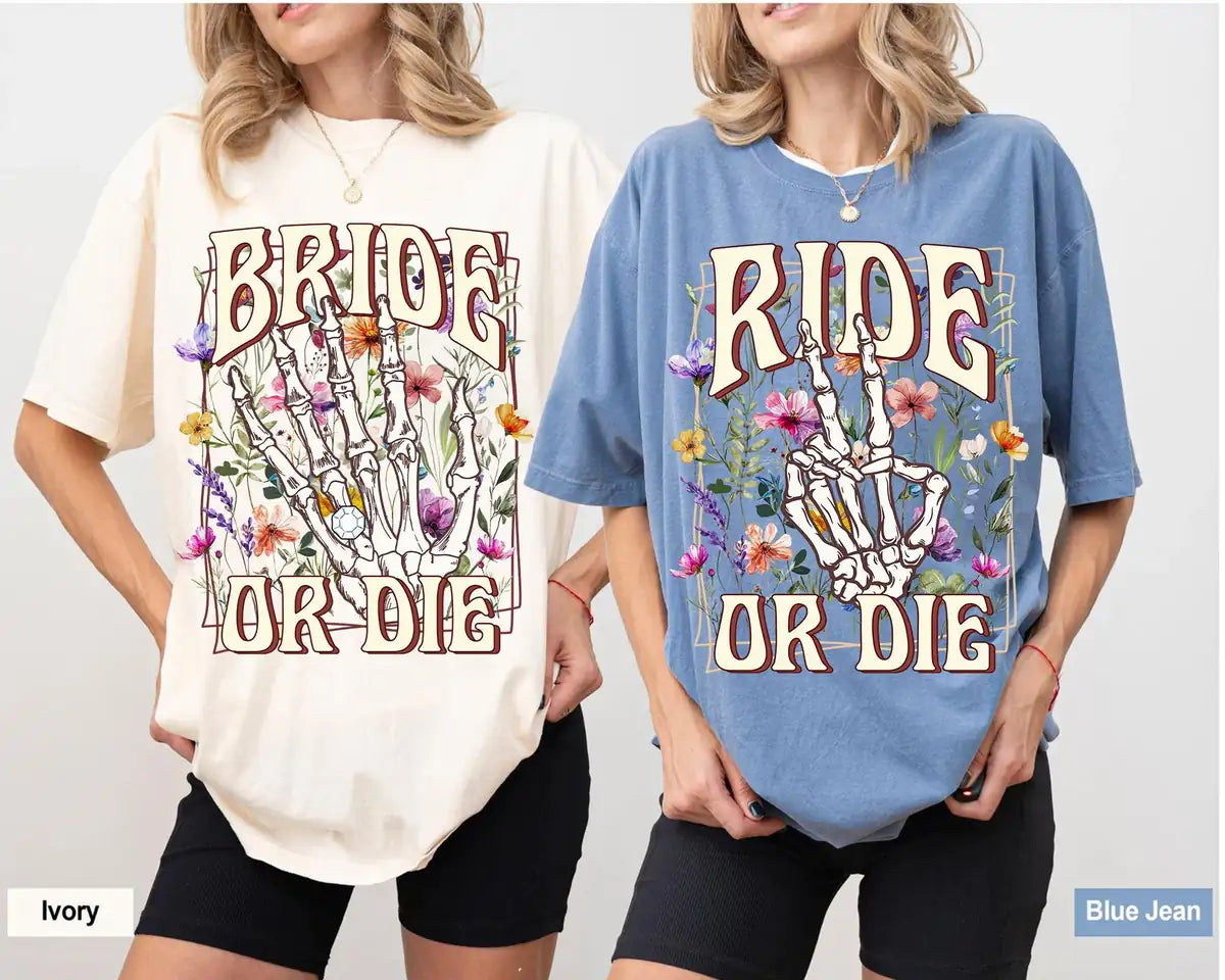 bride or die custom name bachelorette party comfort colors t shirt color chart